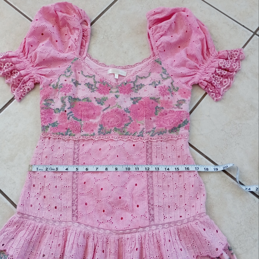 LoveShackFancy Pink Eyelet Floral Mini Dress - Picture 14 of 16
